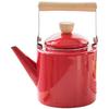 Retro emaljerad spishäll tekanna 2 4L Rött trähandtag Vattenkokare för te kaffe mjölk Vintage kökskastrull Spis toppkokare