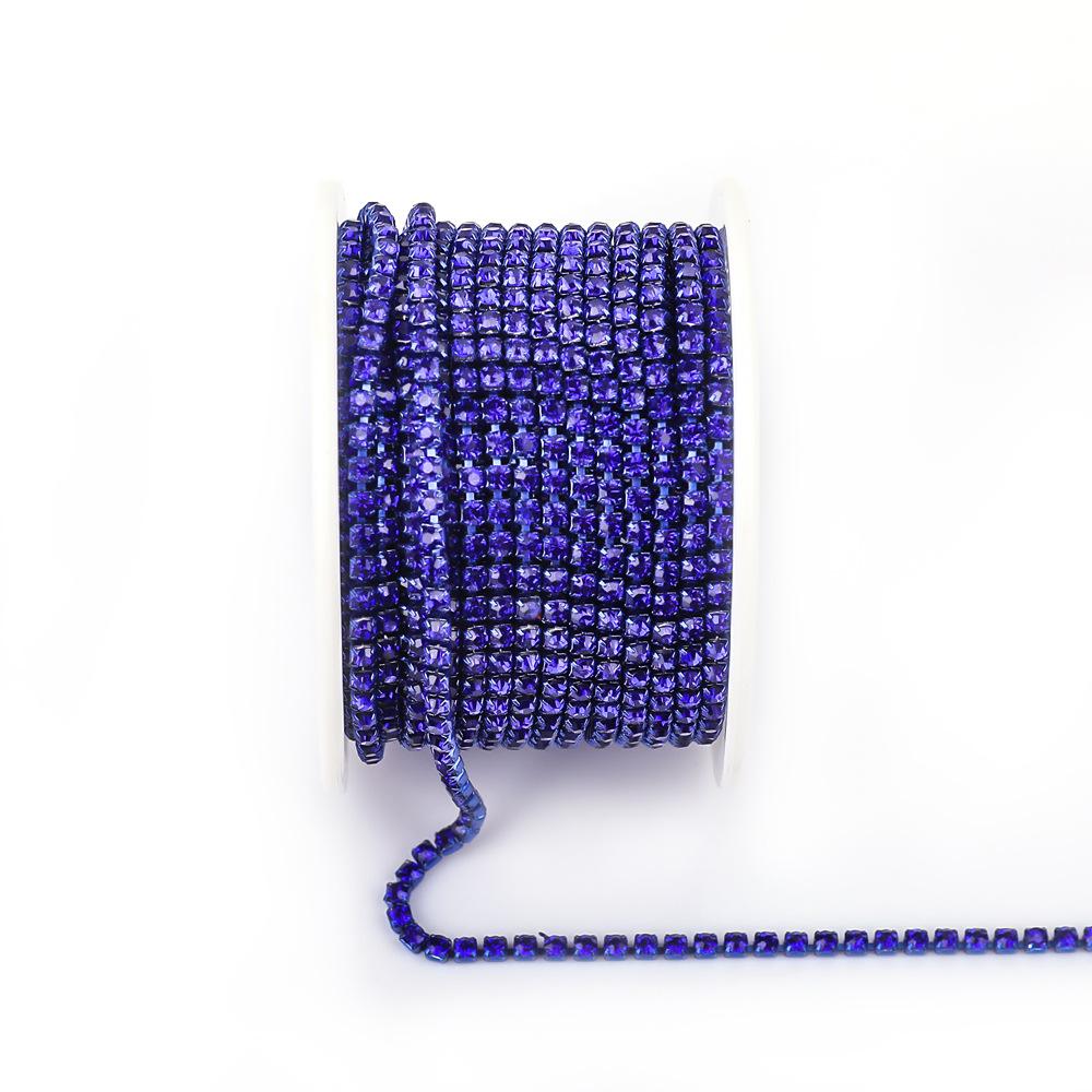 Electroplated Glass Rhinestone Single Row Claw Chain for DIY Costume Accessories