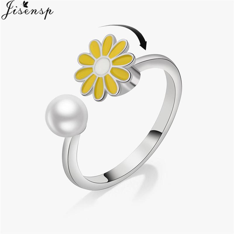 Luxury Anxiety Ring Fidget Spinner Ring for Women Crystal Flower Butterfly Animal Finger Ring Rotate Anti Stress Wedding Jewerly