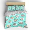 Cartoon Sloths With Leaf Designs Print Bedding Set 1 Duvet Cover 2 Pillowcases For Adult And Children Luxury Gift Full Size