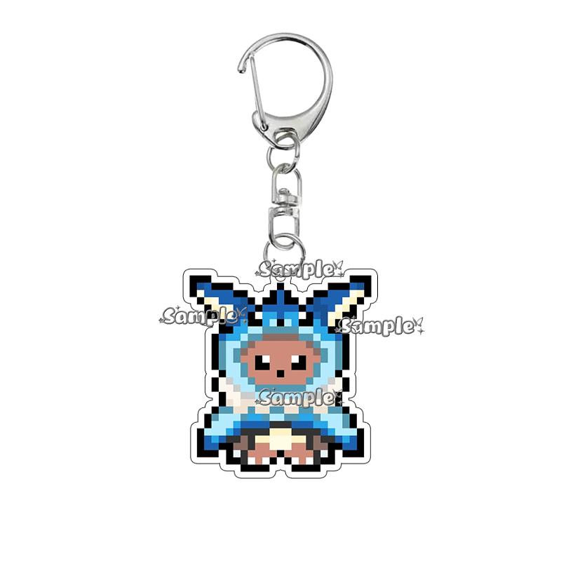 

Creative Pixel Flareon Glaceon Umbreon Eevee Anime Acrylic Keychain Figure Keyring for Accessories Charm Couple Chain Jewelry about 5cm
