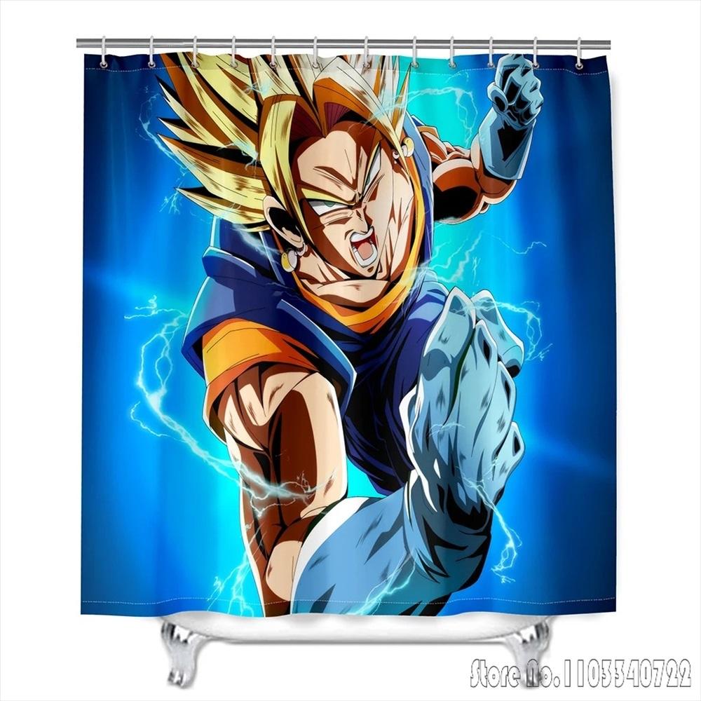 Anime Dragon Ball Burdock Broli Goku Vegeta Iv Bath Shower Curtain Waterproof 3D With Hooks For Kids Bathroom Bathtub Decoration
