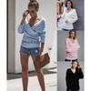 Womens Slim Fit Solid Color Knit Sweater Long Sleeve Office Casual Top Pullover