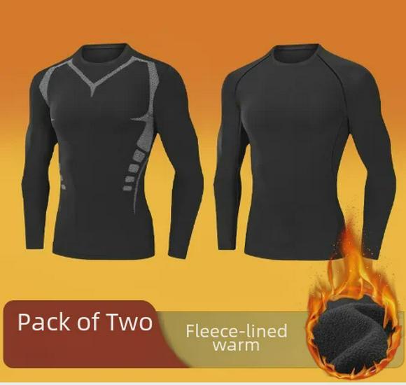 Men's Winter Thermal Velvet Underwear Suit - Thick, Cold-Proof, for Running and Sports.