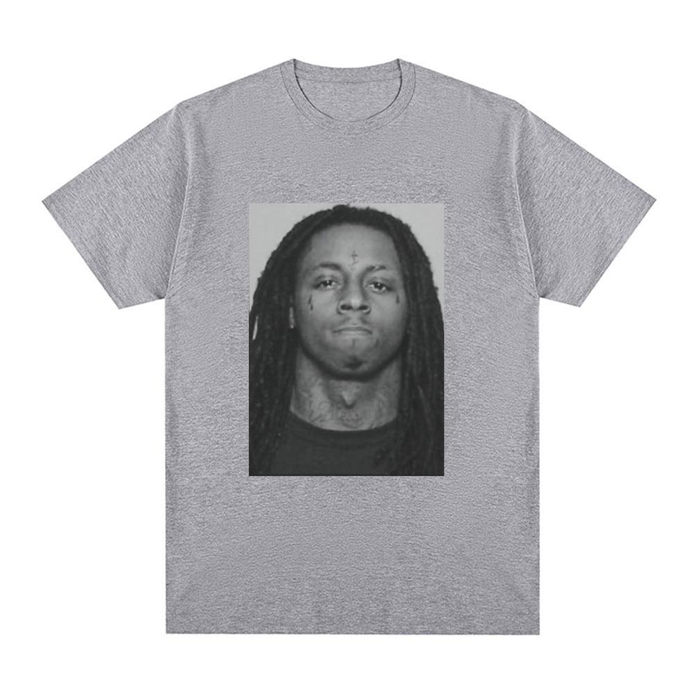Rapper Lil Wayne Mugshot Graphic T-shirt 100% Cotton Comfort Loose T Shirt Men Hip Hop Vintage Short Sleeve Oversized T-shirts