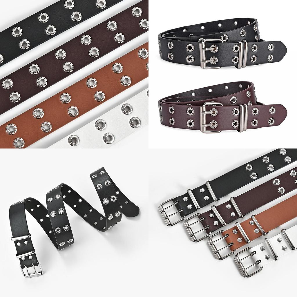 Trendy 2024 Punk Women's Double Row Belt Stylish Casual Denim Belt For Fashionistas