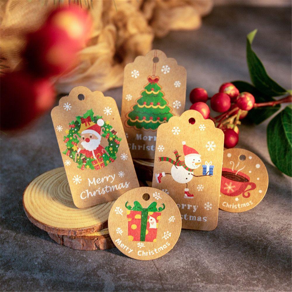 50pcs DIY Wrapping Supplies Xmas Decoration Christmas Labels Gift Wrapping Kraft Tag Hang Tags