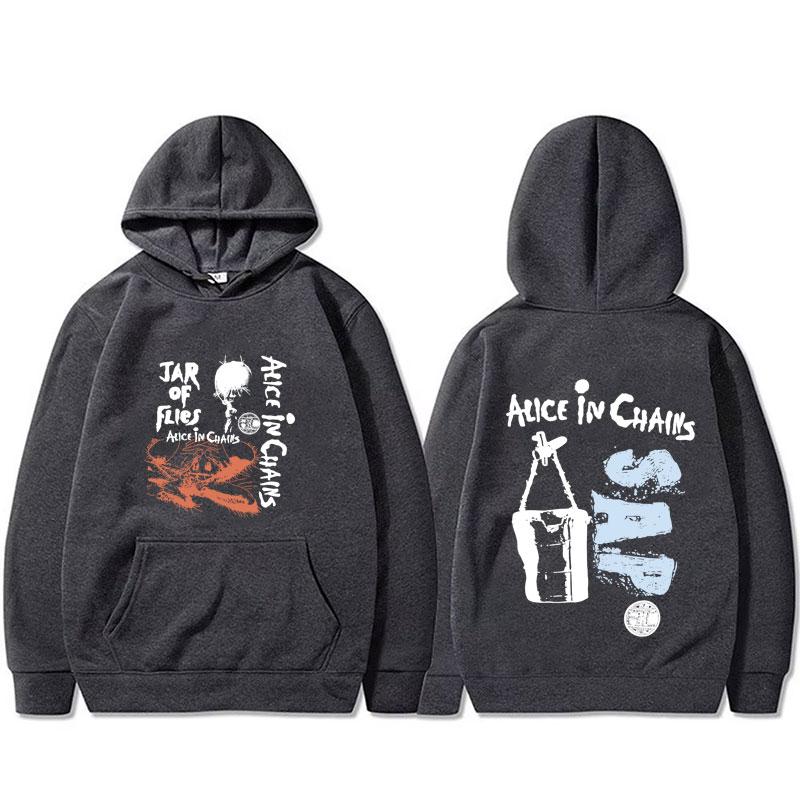 

Rock Band Alice in Chains Jar of Flies Print Hoodie Men Women Gothic Punk Street Oversized Pullover Male Vintage Casual Hoodies L темно-сірий колір