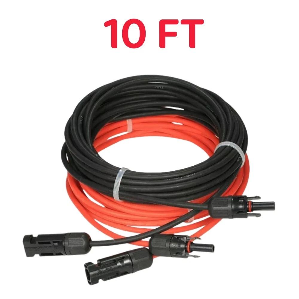 10FT/20FT 6mm2 Silicone Flexible Solar Panel Extension Cable 10 AWG PV Waterproof Wire Connectors For Solar Panel System