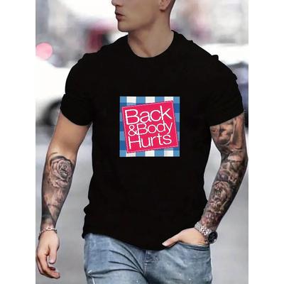 European Sizes New Summer Men'S Casual Stylish Short-Sleeve Print Stretchy Ribbed Round-Neck Comfortable Breathable T-Shirt
