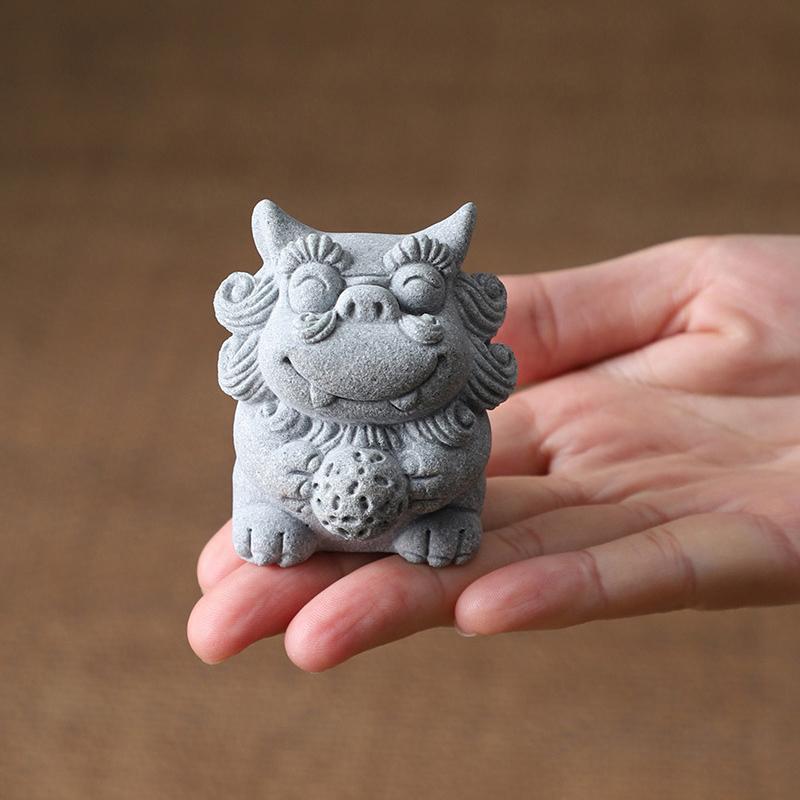 1Pair Lucky Auspicious Stone Lion Potted Plant Fish Tank Micro Landscape Decoration Desktop Tea Pet Ornament Decoration