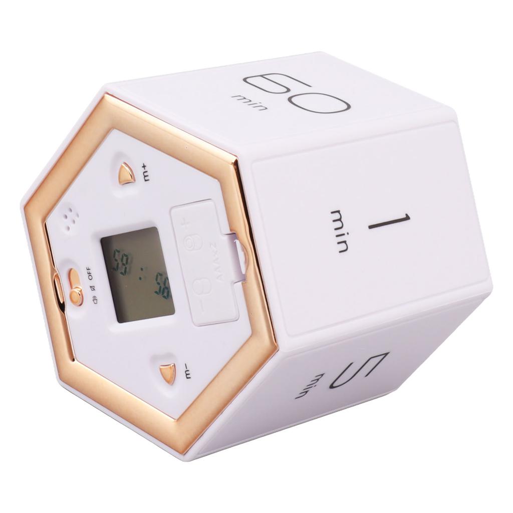 Hex Flip Timer with Mute Alarm Function Magnetic Time Management Cube Timer with LCD Screen for Cooking Studying Working