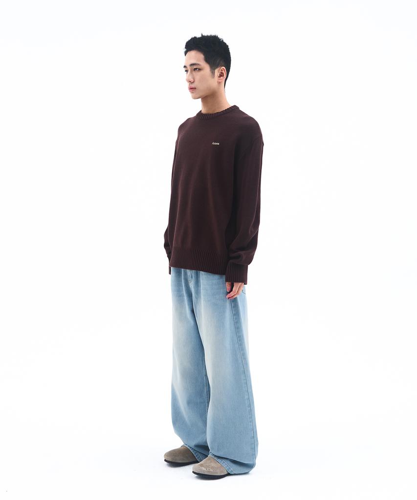 AMES-WORLDWIDE Basic Small Logo Knit Brown