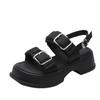 Platform sandals women's summer new Internet celebrity fashion women's one-button Roman sandals women's wide strip muffin shoes