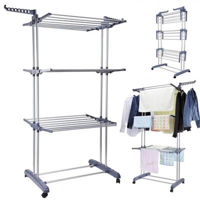Space Saving Plastic Clothes Drying Rack 4-Tier with Hook Foldable Clothes Airer Large Size Movable Clothing Rack Indoor/Outdoor
