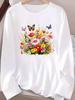 (Asian Size) style flower autumn winter Graphic Tee spring o-neck Print T Shirt Casual Clothing Women Fashion Top Long Sleeve T-shirts
