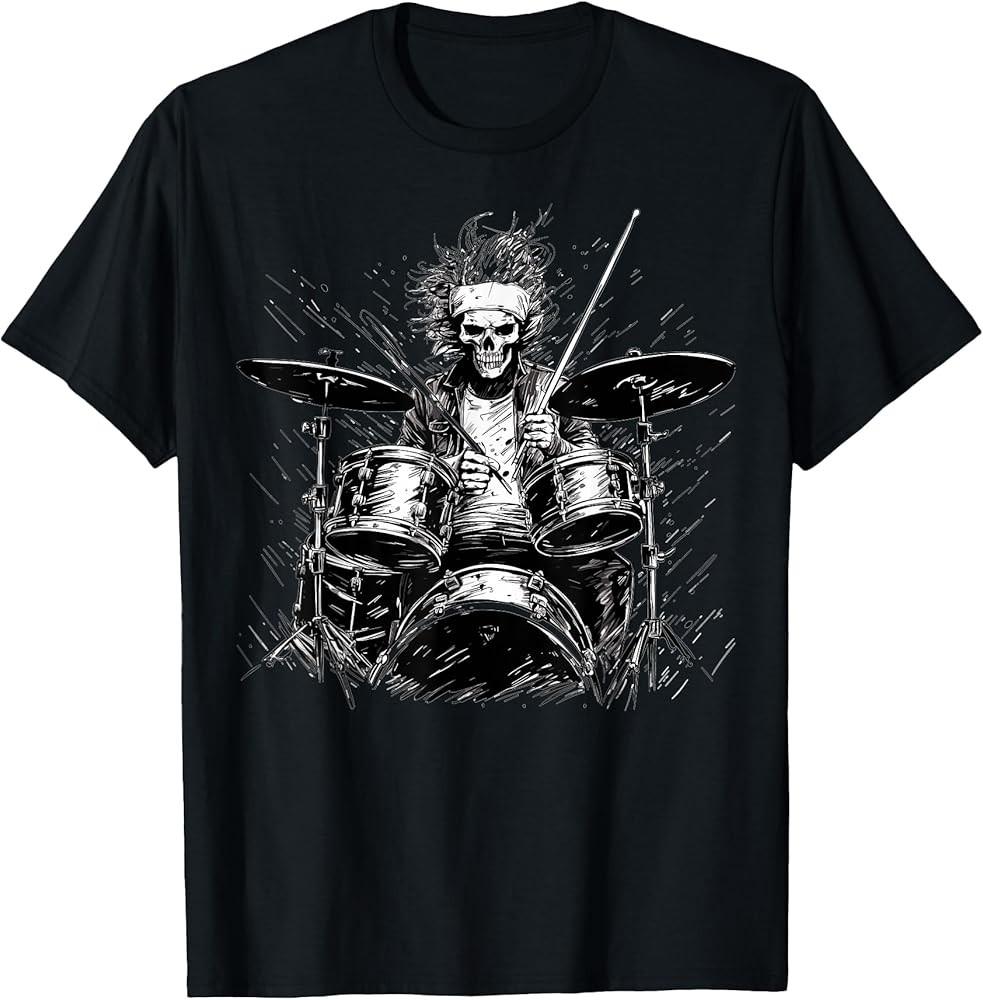 D6 Skeleton Guitar Guy Rock And Roll Band Rock On T-Shirt S