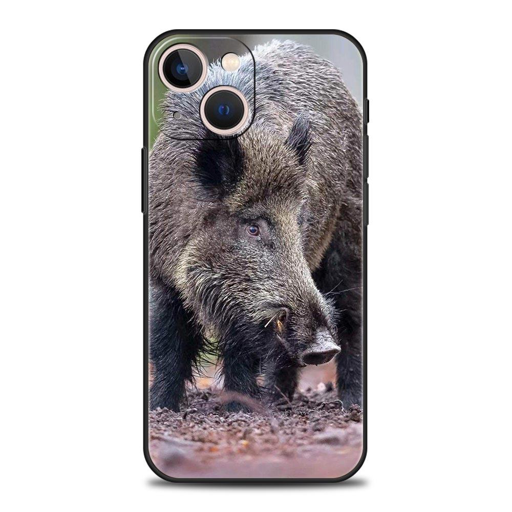Animal Wild Boar Phone Case For iPhone 16e 15 14 13 12 11 Pro Max XS X XR SE 7 8 Plus Shell iPhone 16 Soft TPU Cover