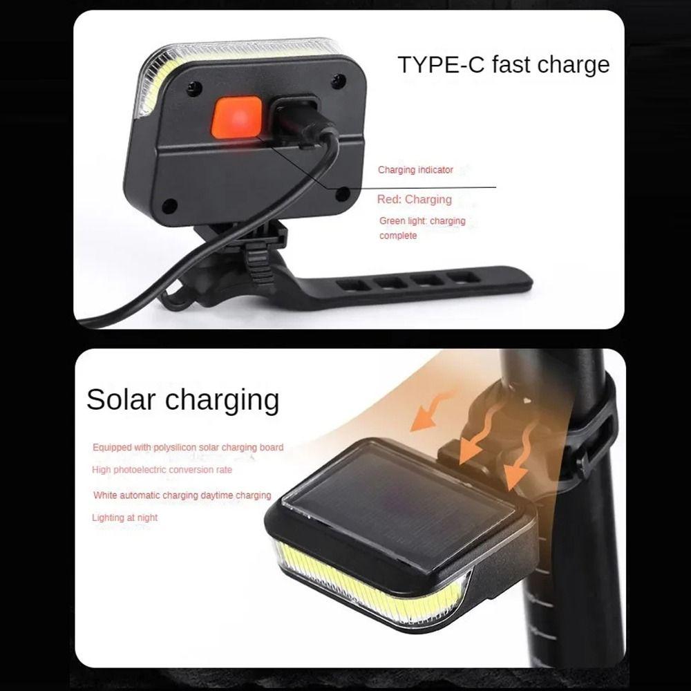 Waterproof Bike Solar Taillights 6 Gears Emergency Warning Lights Solar Bicycle Rear Light  Outdoor