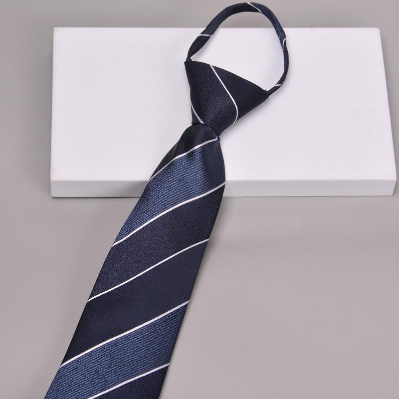 Krawatte Herren Reißverschluss Knotenfrei Klassisch Blau Schwarz Burgunder Einfarbig Gestreift Anzug Kleid Kragen