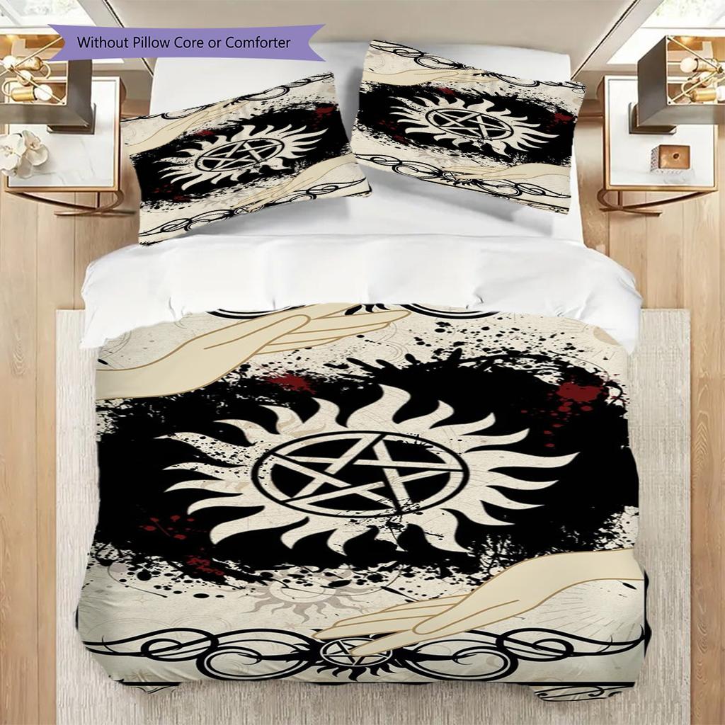 Supernatural Mysteries Bedding (1 * Duvet Cover + 2 * Pillowcase, Without Core) 2D Flat Christmas Birthday Gift Duvet Cover and Pillowcase