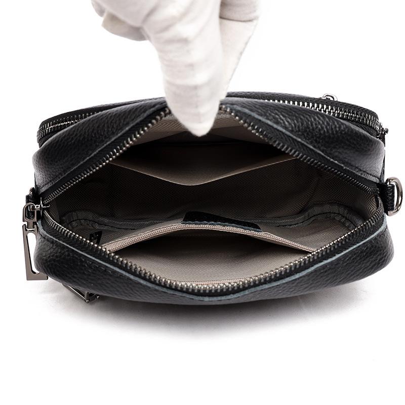 Genuine Leather Mobile Phone Bag Wide Shoulder Strap Women's Single-shoulder Bag Multi-pocket Crossbody Bag Women's Bag