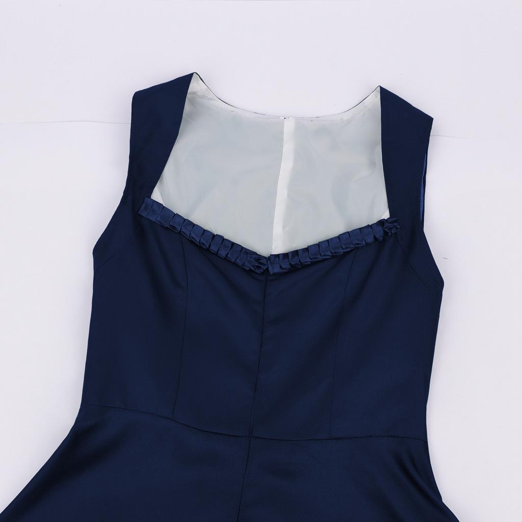 Women’s Classic Flared Dress with Ruffled Sleeves and Waist for Costume or Daily Wear