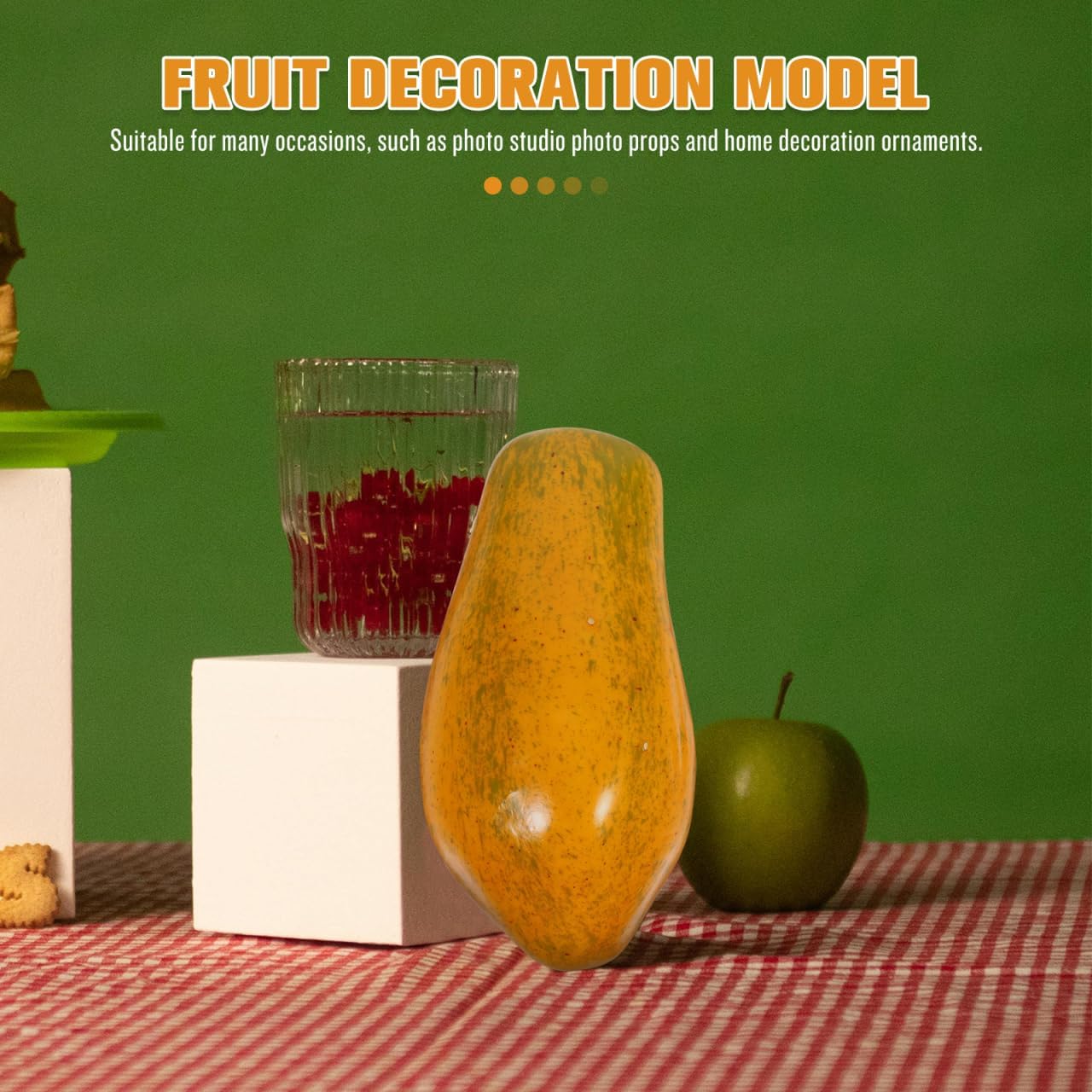 PRETYZOOM Artificial Fruit Fake Pawpaw Simulated Papaya Model PU Glue Pawpaw Simulated Fruit Model for Home Party Decoration Arrangements Photography