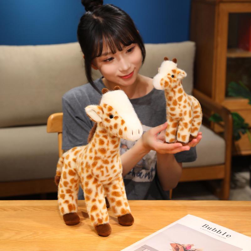 Plush Giraffe Animal Toy With Short Pile Fabric For Kids Room Decor