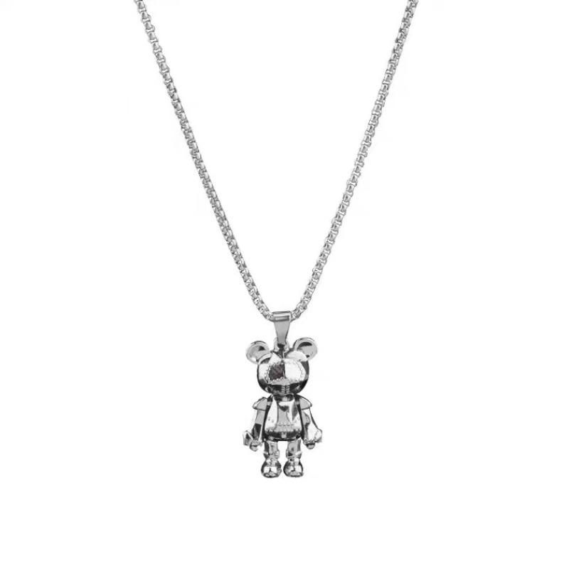 Limb Movable Teddy Bear Necklace серебряный