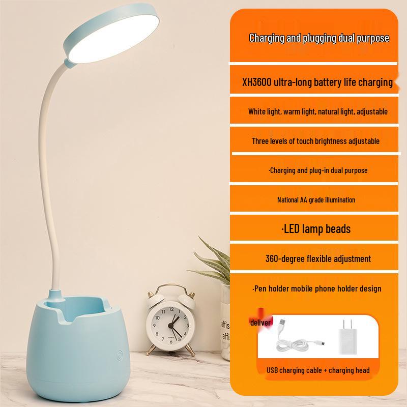 USB Bedside LED Eye-Protection Desk Lamp - Student Study, Dormitory, Reading & Night Light.