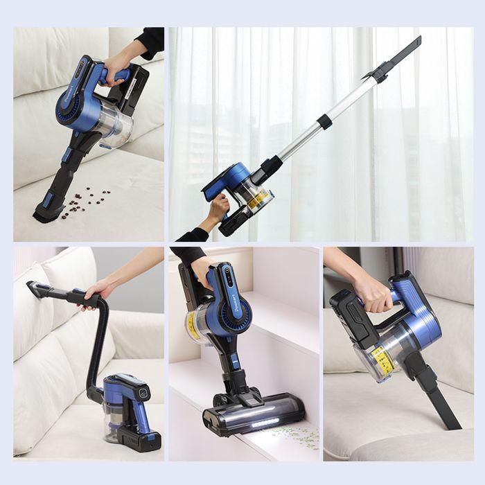 POWER V870 Handheld Vacuum Cleaner, Cordless Vacuum Cleaner, High Suction Power Reaching 26 kPa Blue-Black