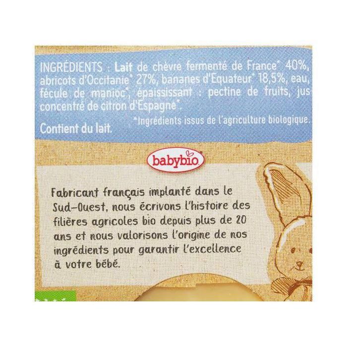 Babybio - Petit Pot Bébé Brassé Chèvre Abricot Banane - Bio - 2x130g - Dès 6 Mois
