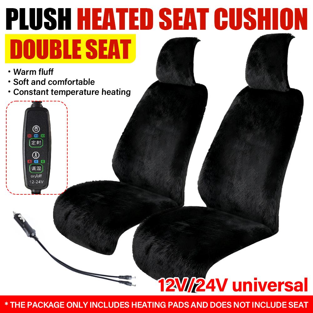 Long Haired Heated Car Seat Cushion Car Seat Cover Winter Heating Seat Cover 12-24V Universal for Car Truck Office Chair 2025