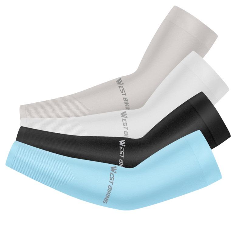 Arm Sleeves Running Fishing Sunscreen Sleeve Summer Cool Quick Dry Breathable Solid Color Ice Silk Cycling Equipment Black