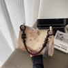 Retro Beige Embroidery Handbag Women Beaded Handle Large Capacity Shoulder Bag Ladies Elegant Luxury High End Underarm Bags