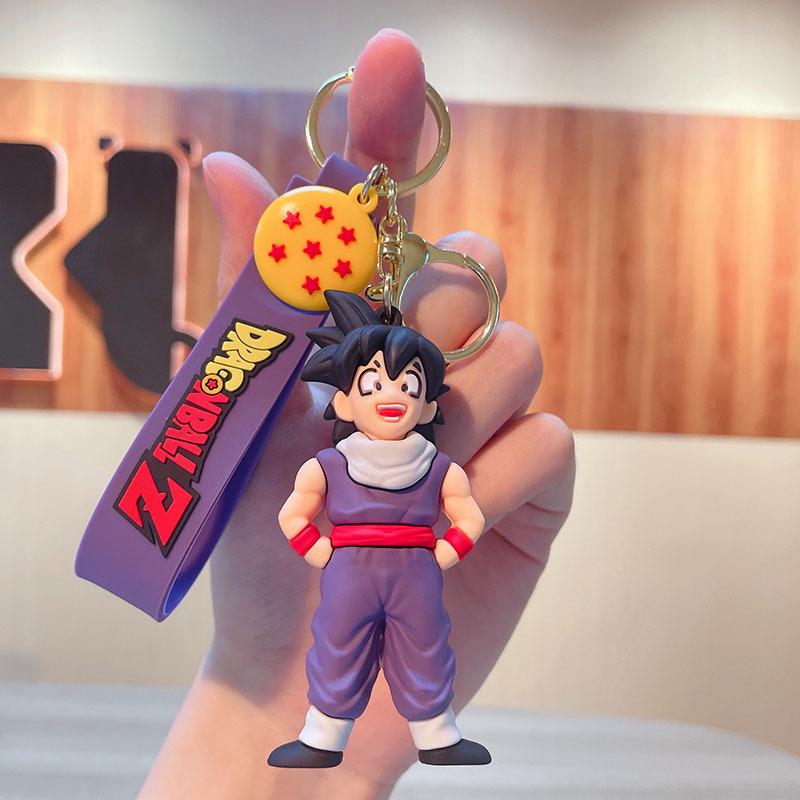 Anime Dragon Ball Keychain Fashion Jewelry Son Goku Vegeta Piccolo Action Figures 8CM PVC Key Ring for Men Women Bag Pendant