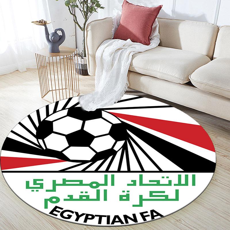 Egypt national football logo Round Rug, Non Slip Washable Circular Carpet For Living Room Bedroom Playroom, Sports Fan Decor, Holiday Birthday Gift