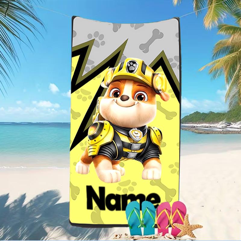 Přizpůsobitelné personalizované plážové osušky s motivy Tlapkové patroly. Vhodné na pláž, jógu, sport;ideální jako plážové doplňky
