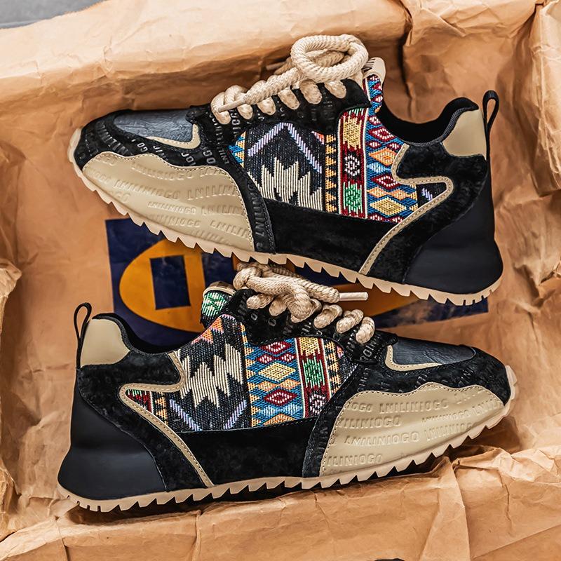 Spring new casual versatile trendy men s shoes with versatile leather cloth splicing trendy shoes 39