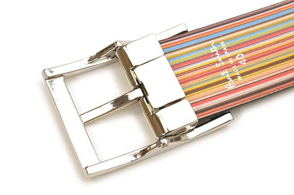 Paul Smith Dwustronny Pasek Skórzany z Paskowanym Regulowanym eps22w201 M1A 7542X Wzór Męski, Rozmiar, AMUSTR, Czarny/Wielokolorowy