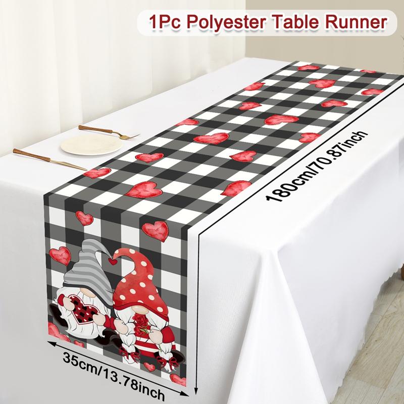 Valentine's Day Table Flag Polyester Sweet Heart Table Runner for Wedding Rose Home Kitchen Dining Table Decorations