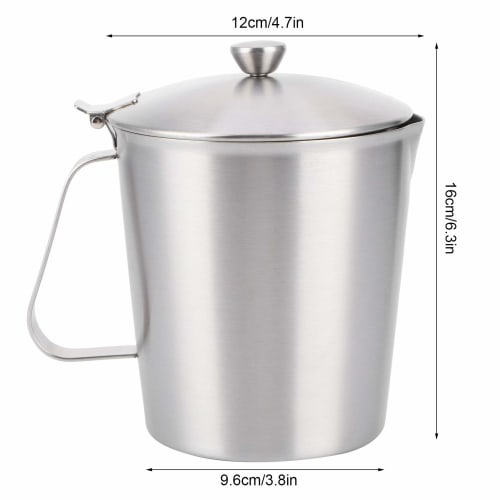 Coffee Latte Cup - Thick 304 Stainless Steel Measuring Cup - Milk Frothing Jug with Scale Cover - For Espresso, Latte Art, and Frothing Milk (1000ml W