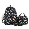 Women's Backpack Three-Piece Set Rainbow Print Student Schoolbag Large Capacity Backpack