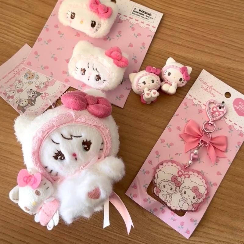 Kawaii Cartoon Mikko plush toy keychain lovely Cammy Mousse Anime Melody Kuromi Stuffed Plush Doll Toy bag charm gift