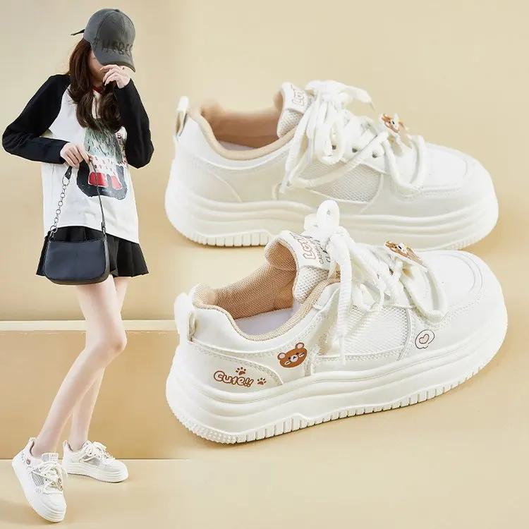 2026 Spring New Style Korean INS Women's Student Thick Bottomed Casual Street Shoes Nylon Upper Rubber Sole Adult Size-3cm