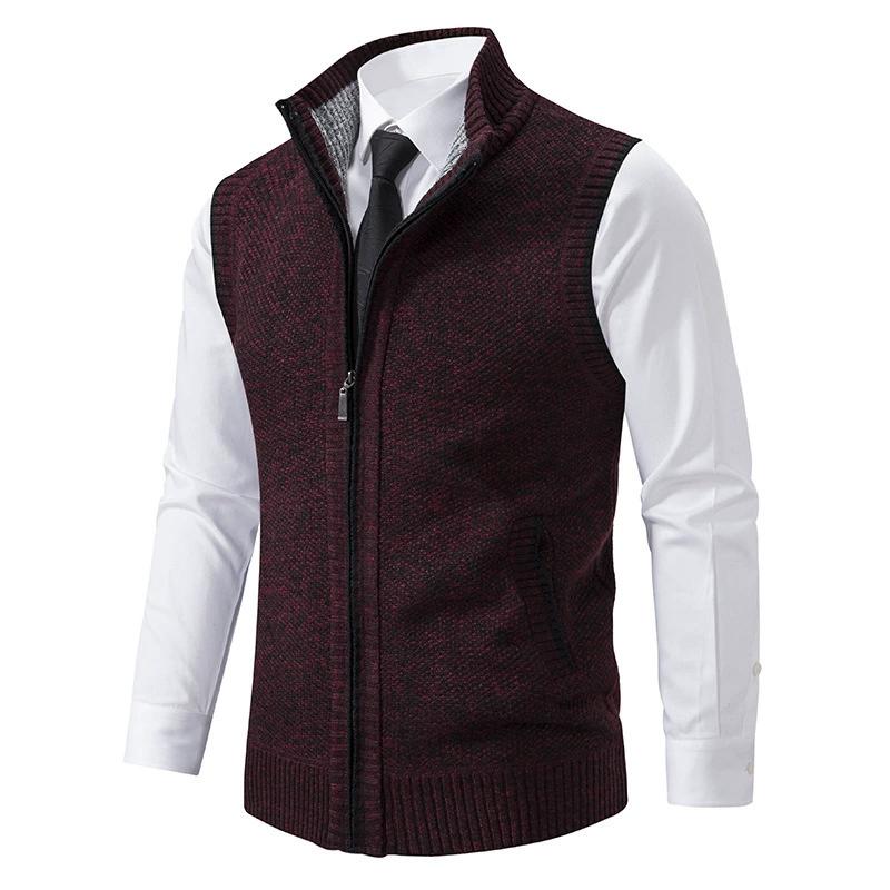Casual Men's Vest, Vest, Camisole, Vest, Stand Up Collar, Sleeveless Knit, Casual, Thick, Autumn and Winter
