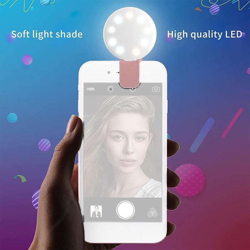 Light Mobile Phone Fill Flash Lens Portable LED External Fill Light Mini Circular Fill Light Clip For IPhone
