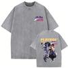 Washed Vintage Anime Jojo Bizarre Adventure Steel Ball Run Diego Brando Graphic Tshirt Men Women Manga Retro Oversized T Shirts