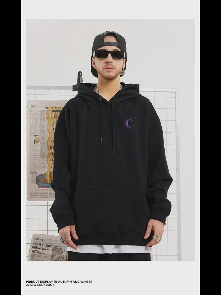 Men's Autumn Fashion Hooded Sweatshirt, National Trend, Plus Size (8XL), Velvet Lined, Couples Jacket.